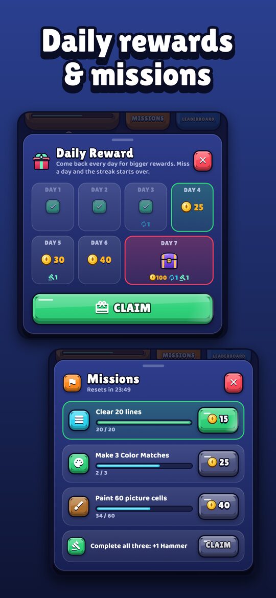 Daily rewards & missions